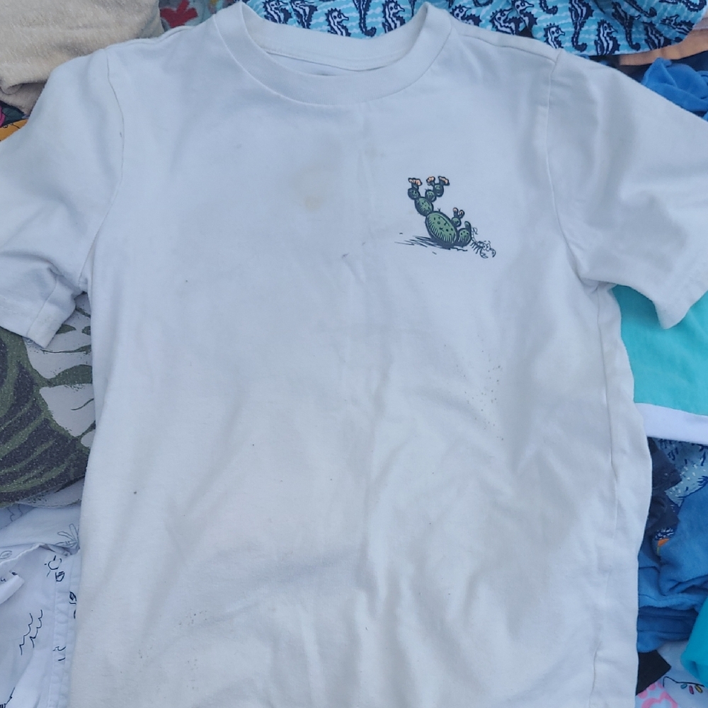 Kids White T-Shirt with Cactus Design
